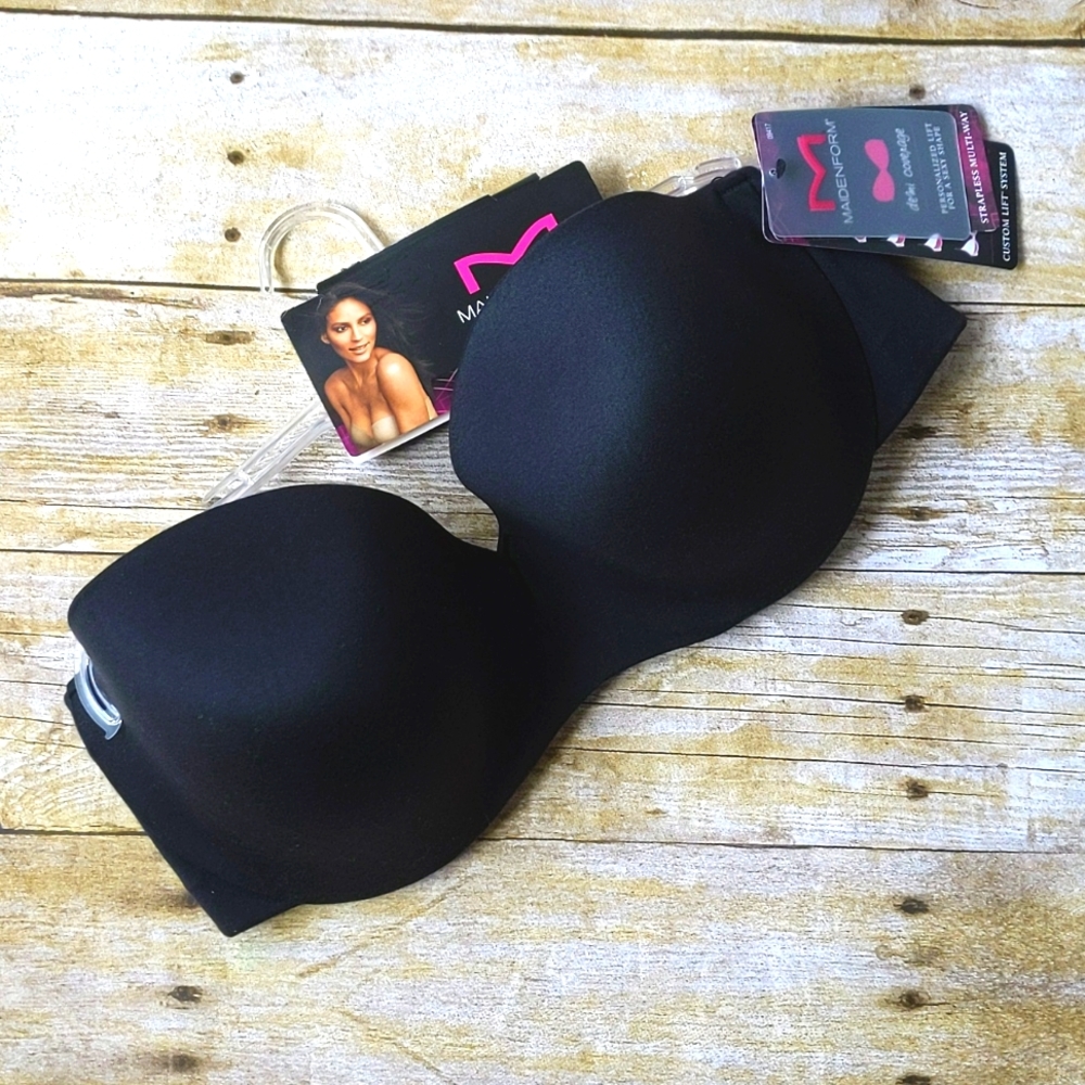 Maidenform Love the Lift Black Strapless Bra Size 38D New
